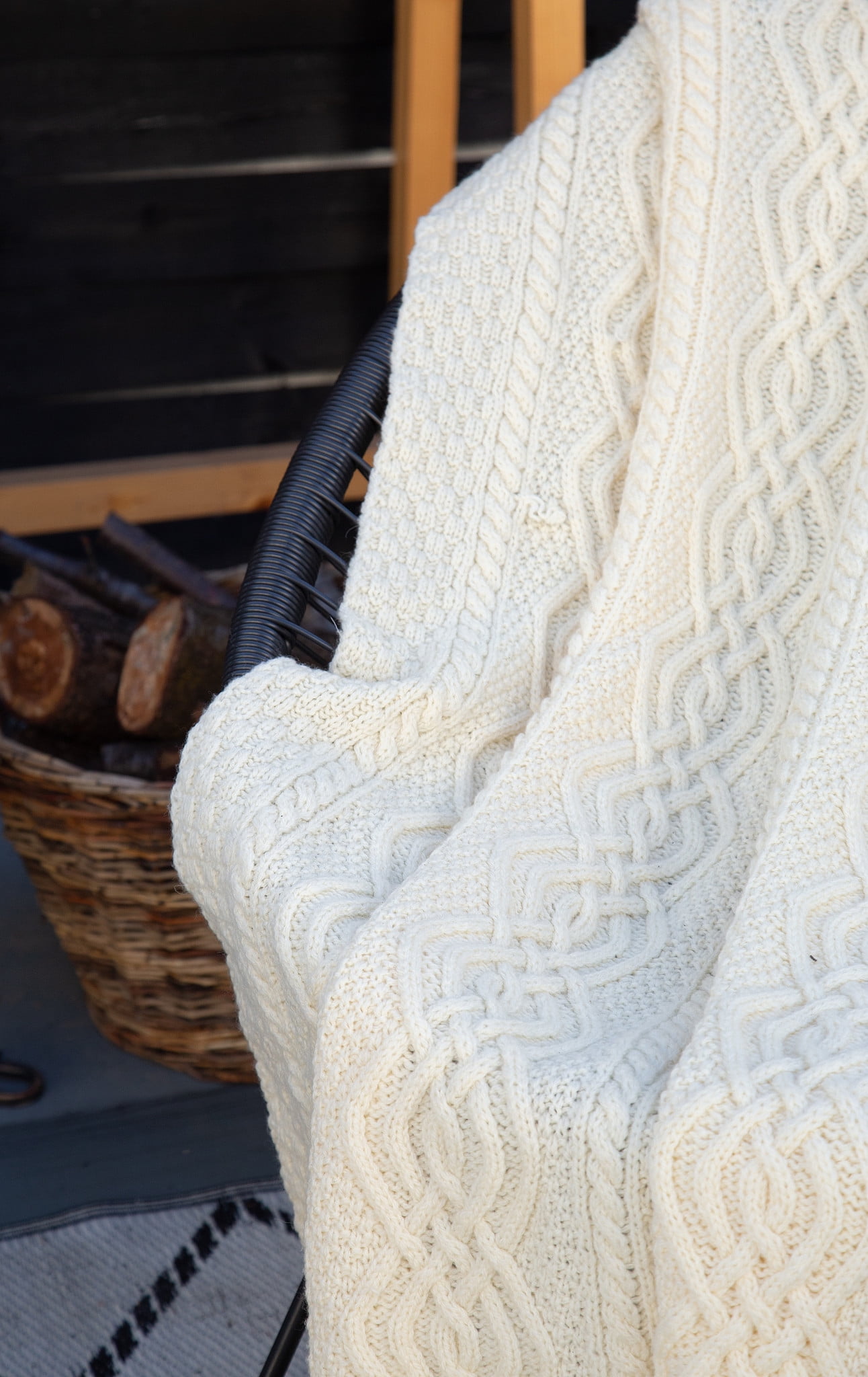 Buy Aran Traditional Irish Merino Wool Throw Blanket Super Soft