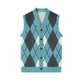 thumbnail image 7 of Mens Argyle Sweater Vests V Neck Sleeveless Cardigan Vest Knitwear, 7 of 7
