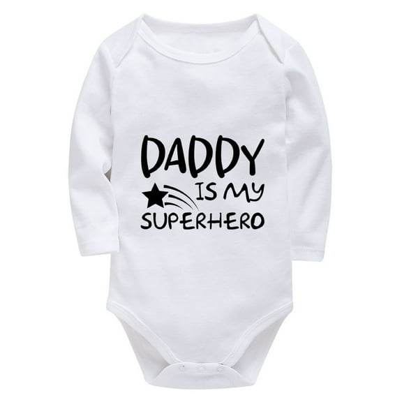 Daddy Is My Superhero Rompers for Boys Long Sleeve Baby Boy Home from Hospital Outfit White Boy Rompers 12-18 Months