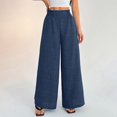 thumbnail image 7 of Endives Linen Pants Women Solid Color Spring Summer Loose High Waist Straight Leg Pant Casual Pants Wide Leg Pants For Women, 7 of 7