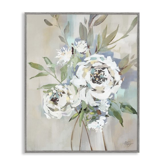Stupell Industries Bundle of Antique Roses Plants & Flowers Painting Gray Framed Art Print Wall Art, 16 x 20