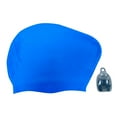 thumbnail image 1 of Bonnet de Bain Grande Taille pour Femmes (Poils Longs) - Élastique, Ensemble 3 Pcs, Imperméable, Style Bandeau à la Mode, 1 of 1