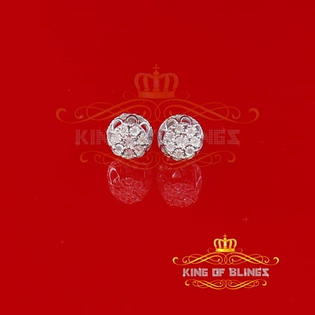King of Bling's 0.05ct Diamond Stud Earrings For Women White 925 Sterling Silver Stud For Men