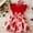 Red, variant on YHAJDS Baby Girl Short Sleeve Dress Floral Print Ruffle Hem Fitted Waist with Headband
