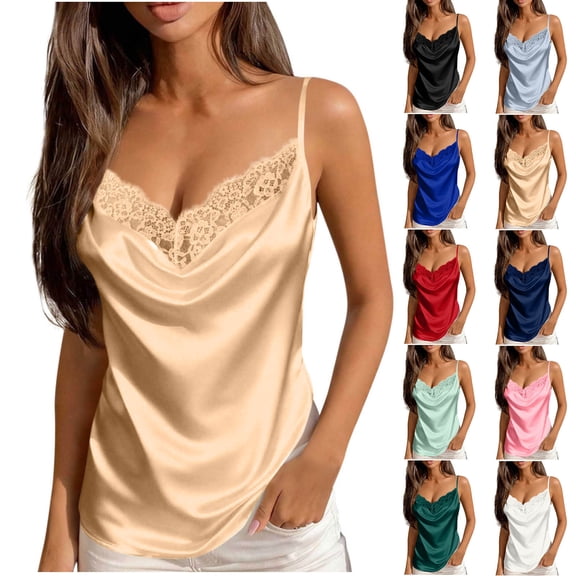 Antinious Ladies V-Neck Camisole Adjustable Lace Splice Breathable Tank Tops