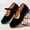 Black, variant on Wensltd Womens Round Toe Buckle Low Heel Flats Hollow Design Flock Casual Shoes for Daily Wear, Vintage Outfits