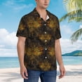 thumbnail image 5 of Daiia Gold Dragonfly Mandala Hawaiian Shirt for Men Gentle Cotton Regular Short Sleeve Casual-Large, 5 of 9