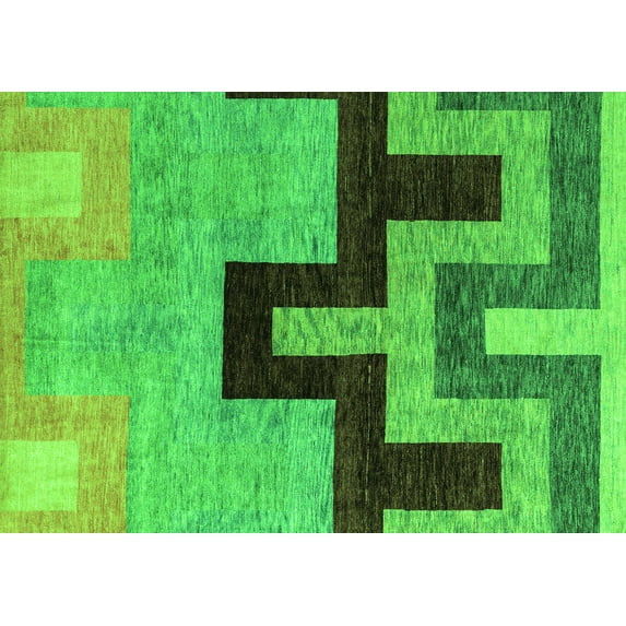 Ahgly Company Indoor Rectangle Abstract Green Modern Area Rugs, 5' x 8'