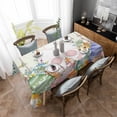 thumbnail image 4 of Easter Rectangle Tablecloth, Spring Rabbit Ears Foot Colorful Eggs Leaf Floral Waterproof & StainResistant Tablecloth, Washable Oil-proof Table Cover for Dining/Party/Wedding/Camping/Buffet 52x70 In, 4 of 9