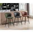 thumbnail image 5 of Guyou 26” Counter Height Bar Stools Set of 2, Modern PU Upholstered Kitchen Island Chairs, Barstools with Back and Footrest for Kitchen Island Pub Restaurant, Green, 5 of 11