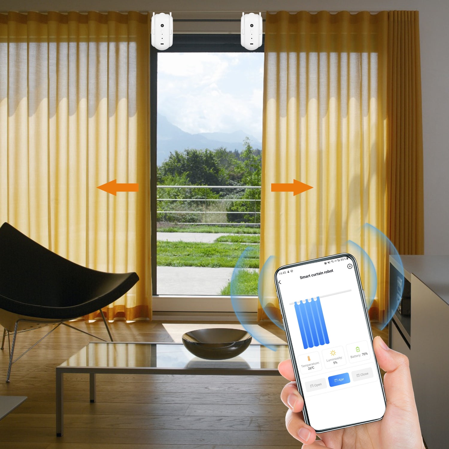 Smart Automatic Curtain Opener and Closer Electronic Curtain Motor Robot  Rings with Bluetooth Wi-Fi Gateway Remote Control with App/Timer Compatible