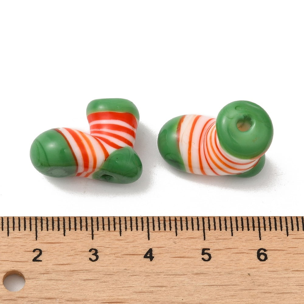 20 pc Handmade Lampwork Beads Christmas Stocking Colorful 17~19x20~21x10~11mm Hole: 1.2mm Material: Lampwork