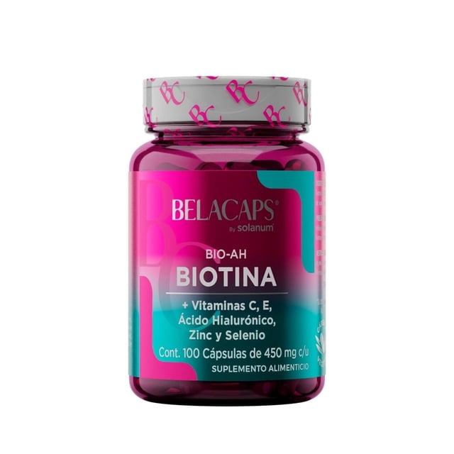 Suplemento alimenticio Solanum Belacaps biotina + ácido hialurónico 100 cápsulas 450 mg c/u