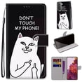 thumbnail image 2 of For Samsung Galaxy S21 Plus Case, Mantto Magnetic PU Leather Phone Case With Hand Rope Strap Cute Pattern Painted Flip Credit/ ID Card Wallet Slots Stand, White Cat, 2 of 8