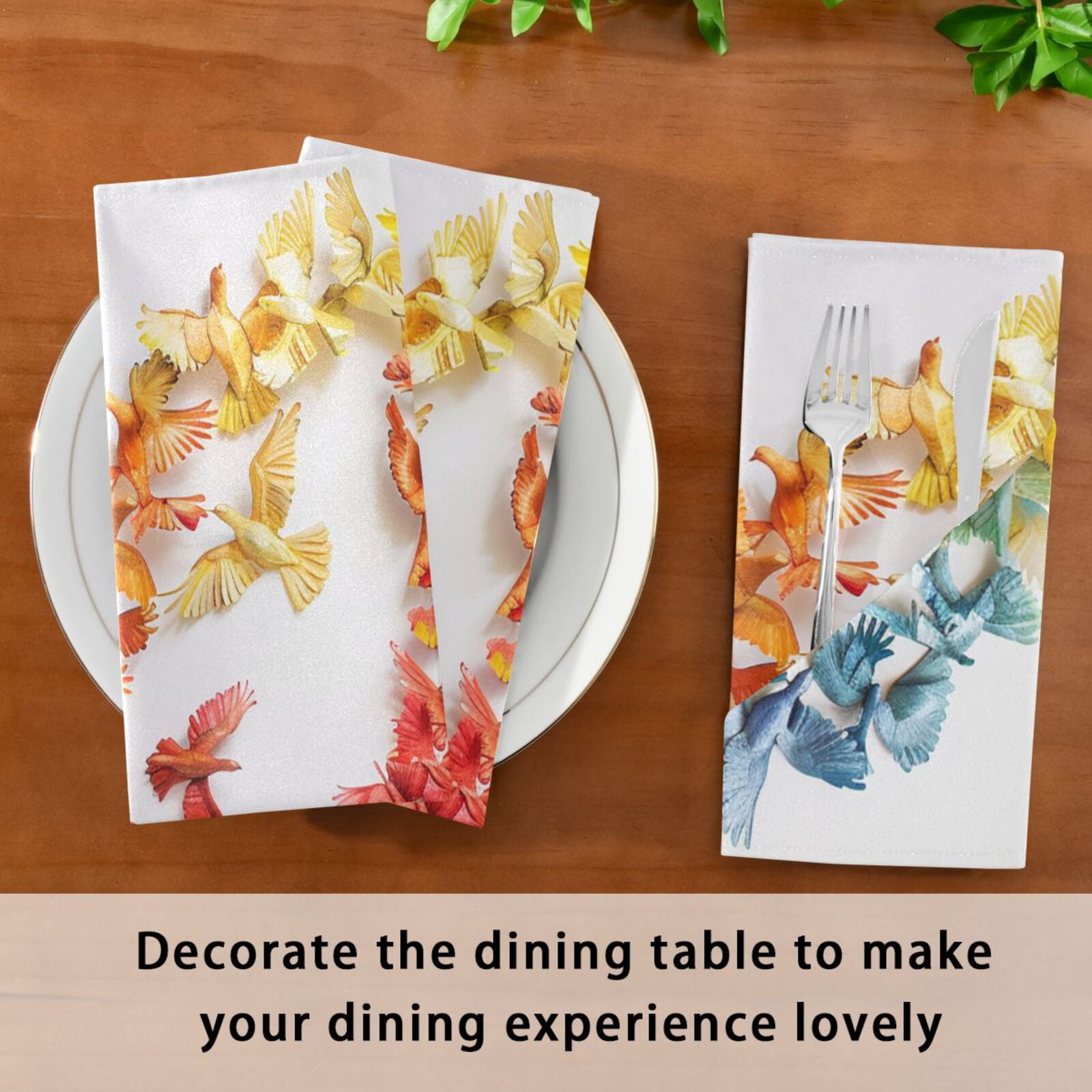 JSTEL Colorful Peace Sign Dove Cloth Napkins Set of 6, 20x20 Inch Washable and Reusable Napkin for Decoupage Dinner Party Everyday Use