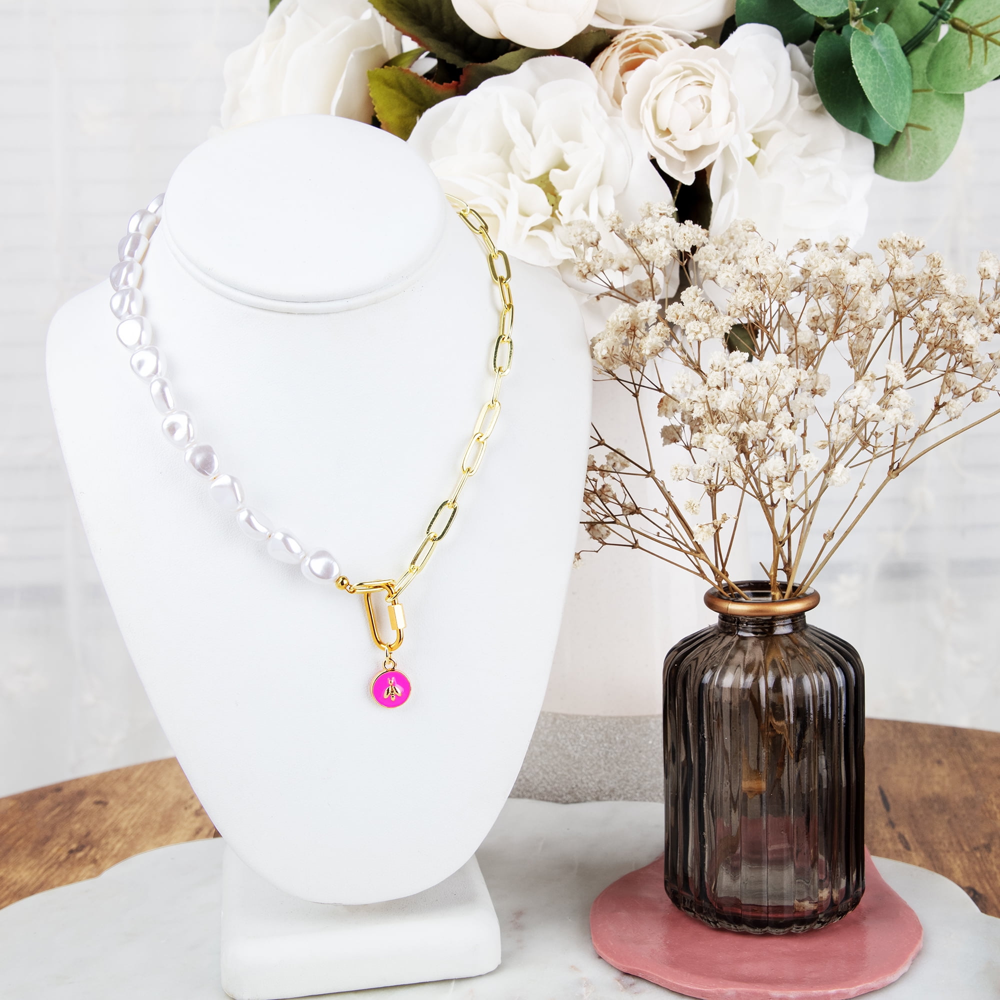 Cousin DIY 4 Piece Oval Carabiner Screw-Close Jewelry Clasp, Silver/Gold, Stainless Steel, Unisex