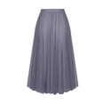 thumbnail image 4 of Long Skirts for Women Solid Color Elastic Waist Summer Casual Regular Pleated Skirt A-Line Flowy Ruffled Ankle Length Skirt, 4 of 7