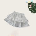 thumbnail image 4 of XXWXYD Girls Double Layer Peplum Skirt, Elastic Waist Anti-Slip Playtime Bottom, Tiered Cake Design Solid Color Half Skirt 4-14Y, 4 of 5