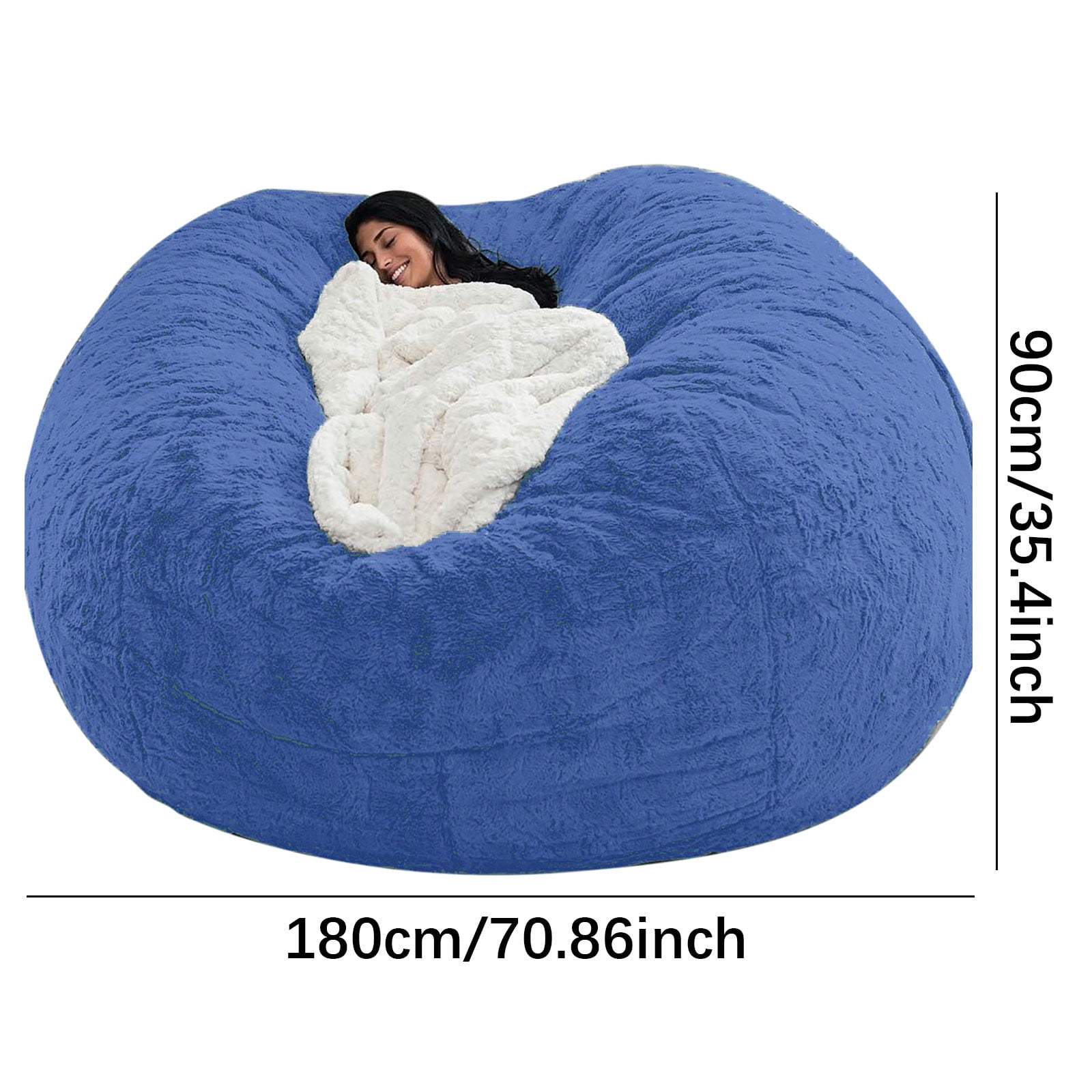 Yoloke Giant Fur Bean Bag Chair Cover for Kids Adults, (No Filler) Living Room Furniture Big Round Soft Fluffy Faux Fur Beanbag Lazy Sofa Bed Cover