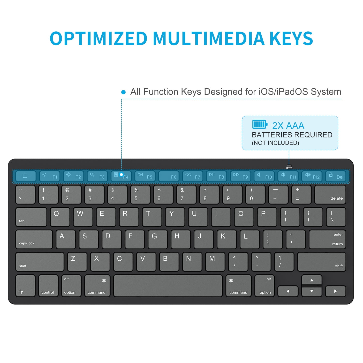 Bluetooth Keyboard for iPad, Compatible with iPad 11th/10th/9th/8th/7th Gen, iPad Pro/Air/Mini, iOS Devices, OMOTON, Gray