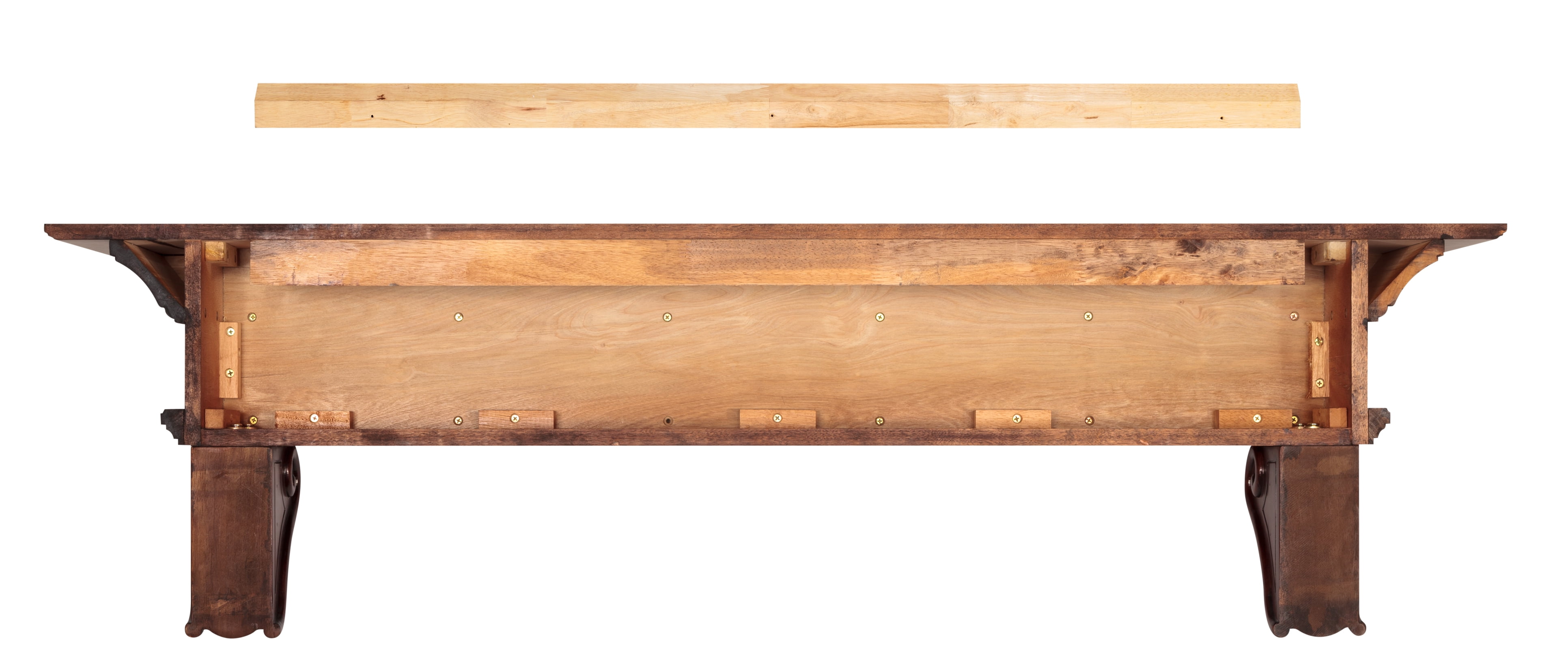 Pearl Mantels Devonshire Traditional Premium Wood Mantel Shelf, Lightly Distressed Cherry Finish, 60"L & 9"D, Versatile Hanging Choices, with or without Corbels (Included)
