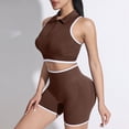 thumbnail image 2 of TOWED22 Women 2 Piece Workout Sets Padded Yoga Tank Top High Waisted Biker Shorts(Coffee,M), 2 of 8