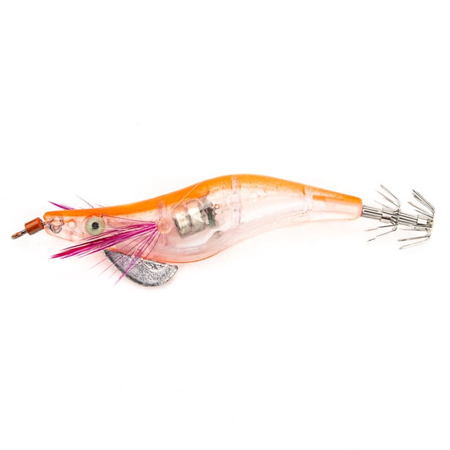 50uds. Señuelo de pesca camarón LED electrónico calamar anzuelo aparejo naranja