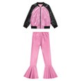 thumbnail image 5 of TiaoBug Kids Girls Gymnastics Sports Dance Set Long Sleeve Sequins Jacket with Bell Bottoms Pants Pink 16, 5 of 7