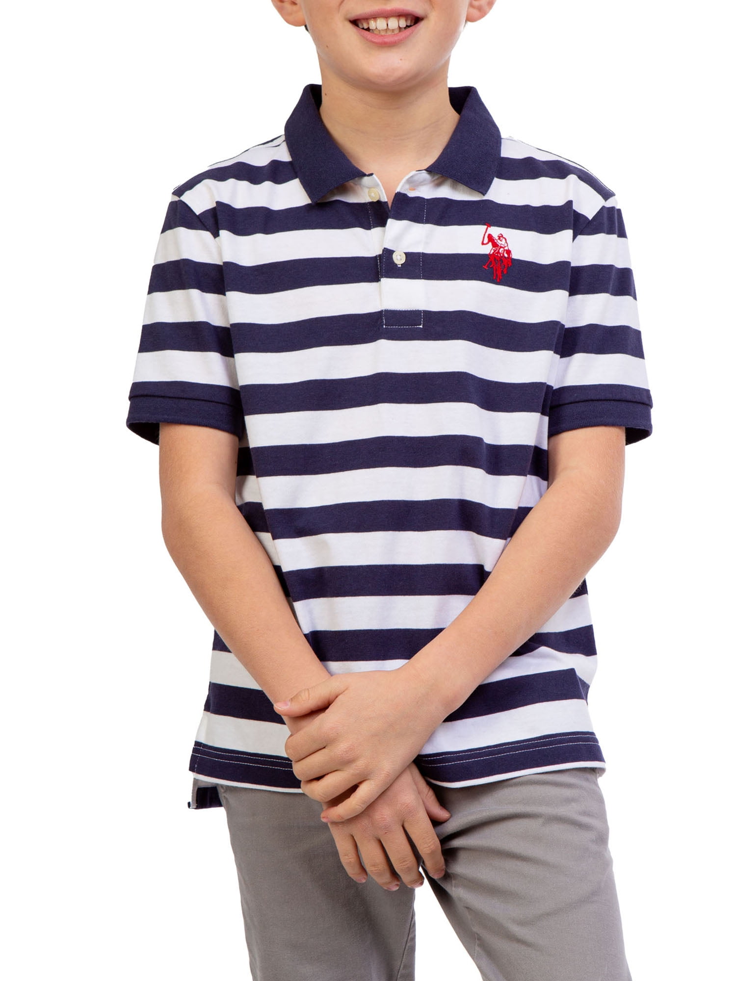 U.S Polo Assn Boys Short Sleeve Striped Woven Shirt
