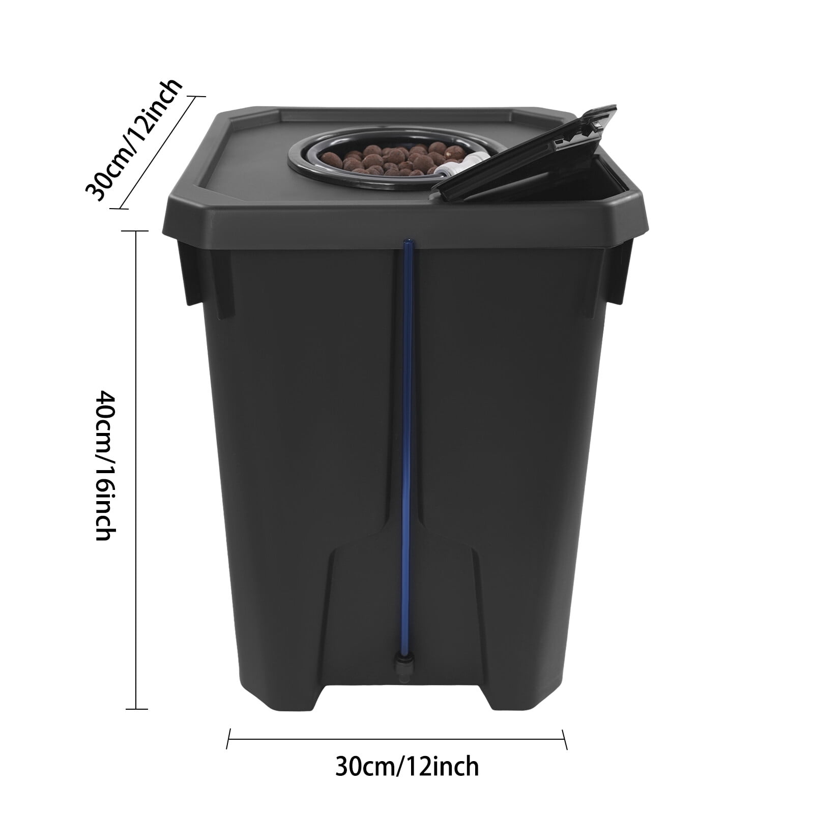 2-Pack Black PP Hydroponics Growing Buckets 7.13Gal - 110V Drip Irrigation System for Home & Commercial Gardening