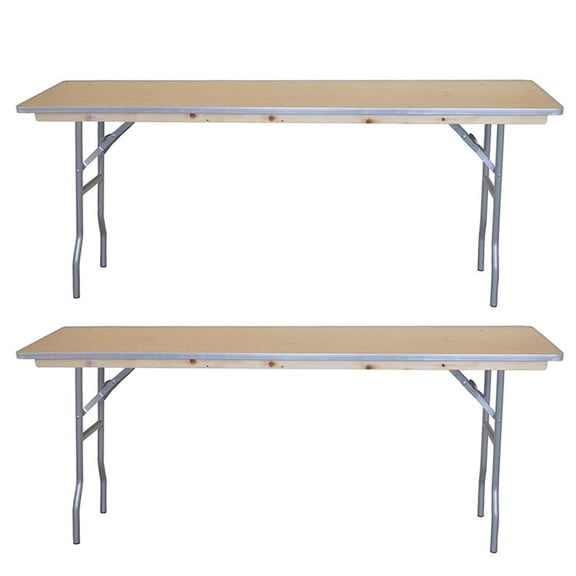 TentandTable Rectangle Wood Conference Seminar Office Folding Table, 6 ft, 2 Pack