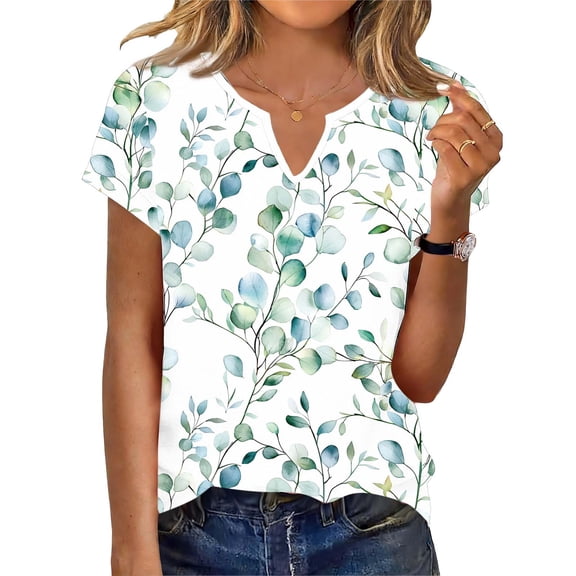 Ladies Tops and Blouses Short Sleeve,Summer Tops for Women Casual T-Shirts Shirts Graphic Tee Short Sleeve Top Floral Print Loose Top