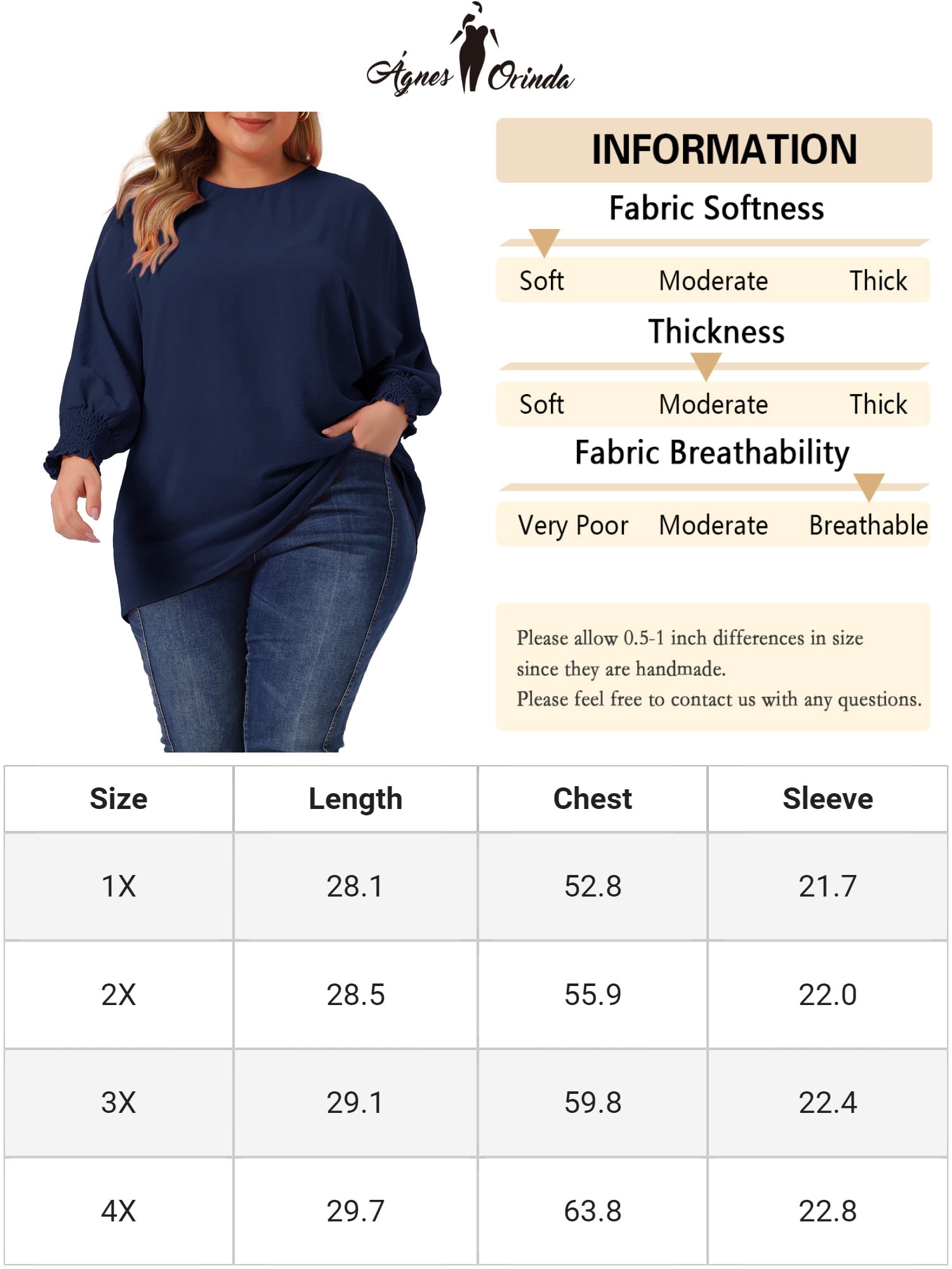 Unique Bargains Women's Plus Size Chiffon Tops Batwing Ruffle Long Sleeve Loose Blouses 1X Navy Blue