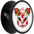 thumbnail image 2 of Body Candy 5/8 Strawberry Cow Black Acrylic Saddle Plug Set of 2pc, 2 of 4