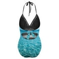 thumbnail image 4 of One Piece Swimsuit Women Tummy Control - V Neck Crystal Clear Ocean Waves Halter Swim Suits for Women 2025, Padded Full Coverage Bathing Swim Suit for Women, 4 of 7
