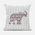 thumbnail image 4 of Amrita Sen Designs CAPL802BrCDS-ZP-16x16 16 x 16 in. Elephant Silhouette Duo Broadcloth Indoor & Outdoor Zippered Pillow - White, Pink & Brown, 4 of 4