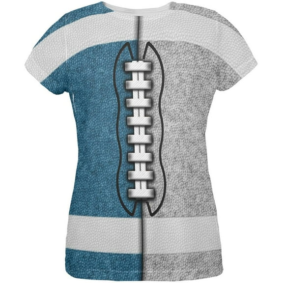 Fantasy Football Team Blue and Grey All Over Womens T Shirt Multi X-LG