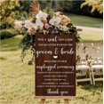 thumbnail image 2 of Unplugged Wedding Sign Pick A Seat Not A Side Welcome Sign, Rustic Country Wedding Entrance (Brown, 16 * 24 inch), 2 of 7