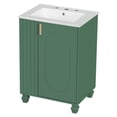 thumbnail image 3 of Christopher Knight Home 24" Bathroom Vanity with Sink, Wood Storage Cabinet with Side Open Storage, Green, 3 of 9