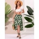 thumbnail image 5 of Falda Cruzada A Media Pierna Floral Hawaiana Tropical Bohemia Para Mujer Negro L, 5 of 6