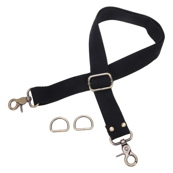 LEORX 1Pc Black Crossbody Bag Strap Canvas Adjustable with Metal Clip Attachments for Case Bags