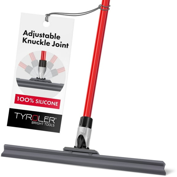 Tyroler Bright Tools Floor Squeegee 17.7" 100% Silicone Head, 55.1" 4-Part Anti-Rust Aluminum Handle