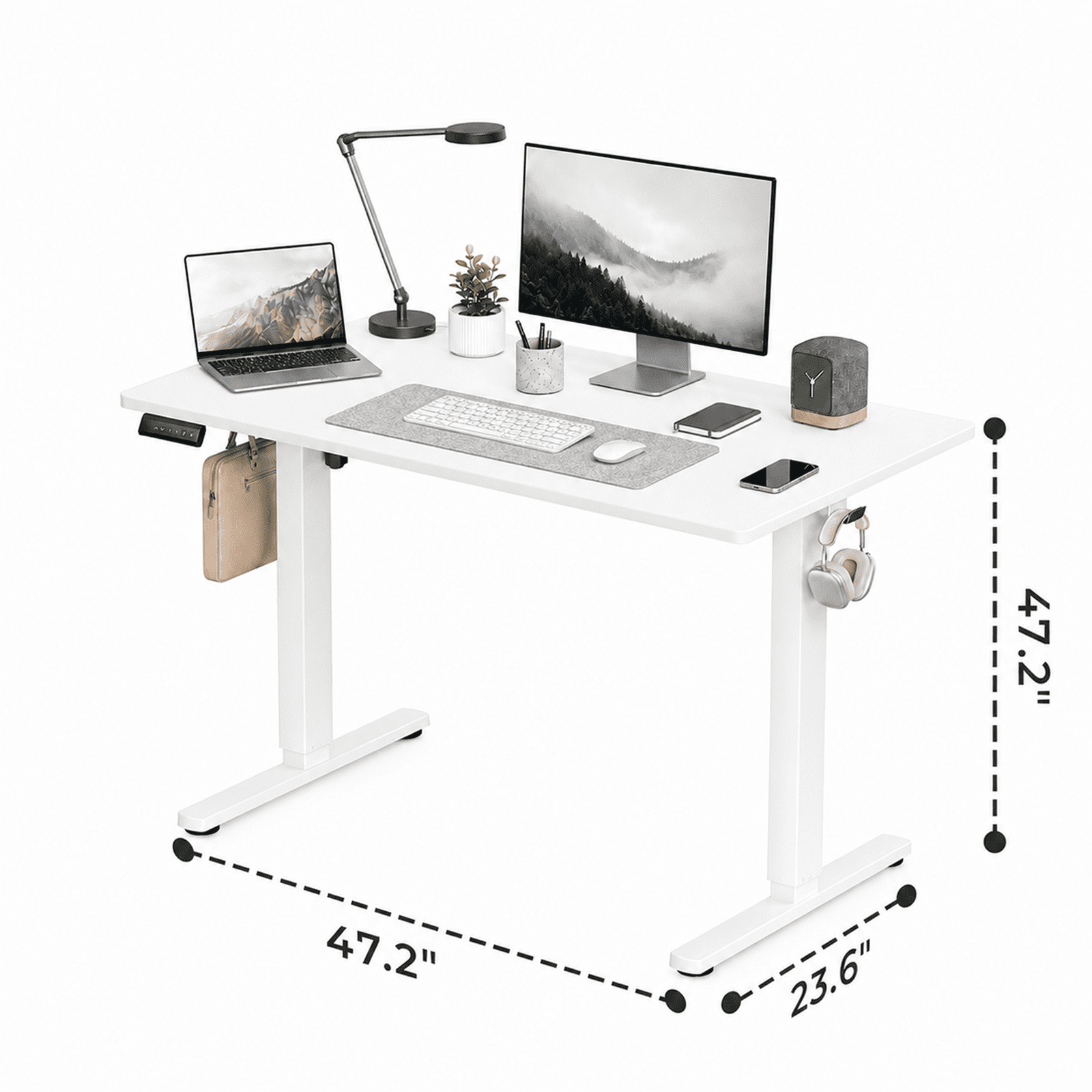 Alvantor Standing Desk, 28.7''- 48'' Height Electric Height Adjustable Home Office Desk with 3 Memory Presets, Sit and Stand Up, T-Shaped Frame