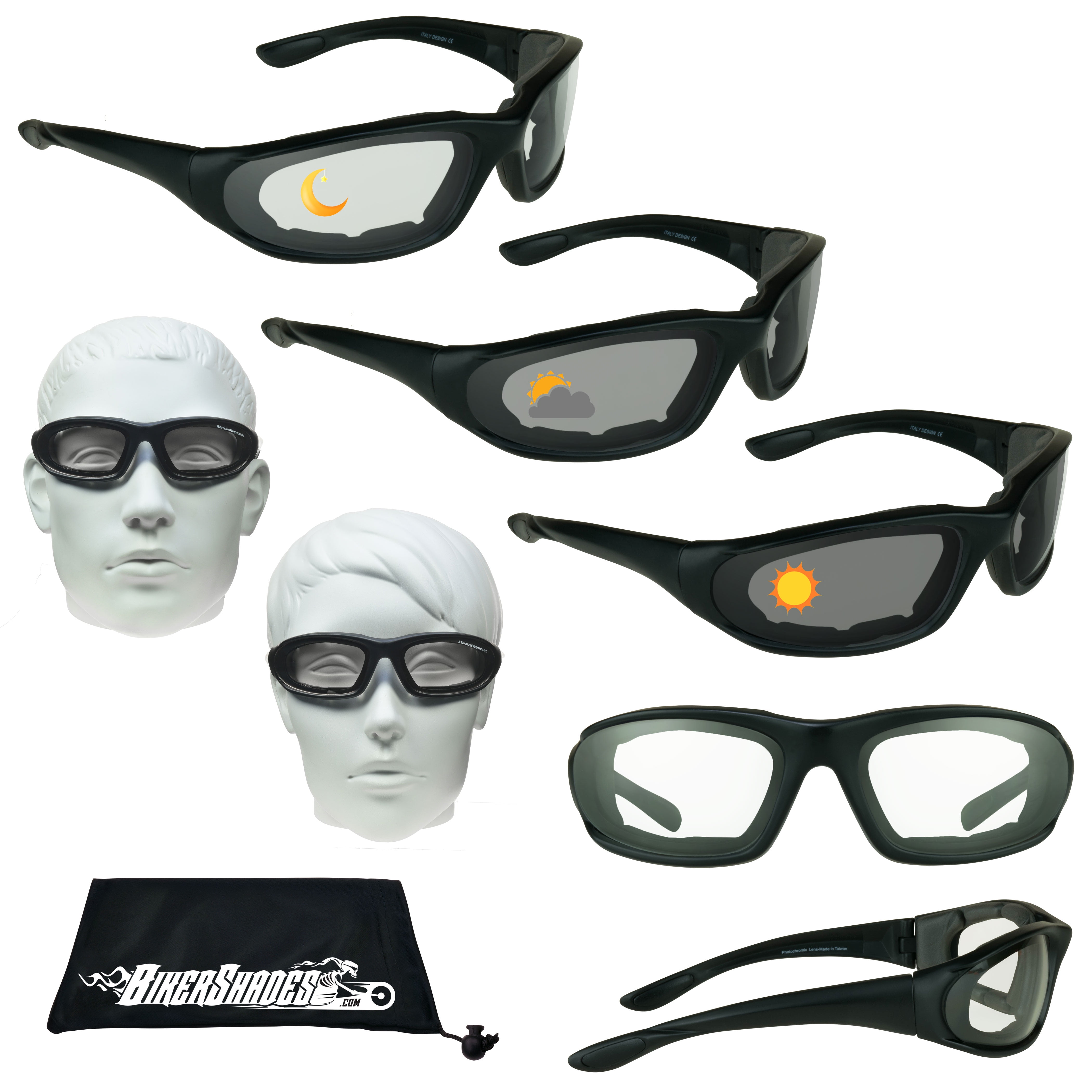 New Mens Womens Medium Wind Resistant Padded Motorcycle Biker Sunglasses Goggles 