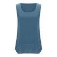 thumbnail image 6 of Hurxie Women's Cotton Linen Tank Tops V Neck Casual Cami Sleeveless Camisole Blouses Summer Basic Tank Shirt Blue 2XL, 6 of 6