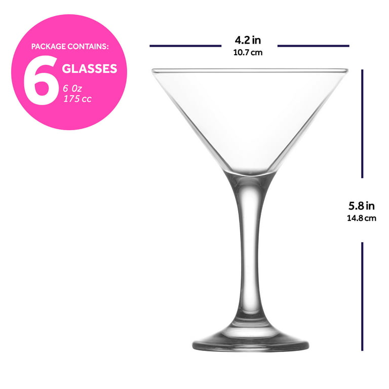 lav Martini Glasses Set of 6 - Martini Cocktail Glass Set 6 Oz -  Cosmopolitan Glasses for Elegant Co…See more lav Martini Glasses Set of 6 -  Martini