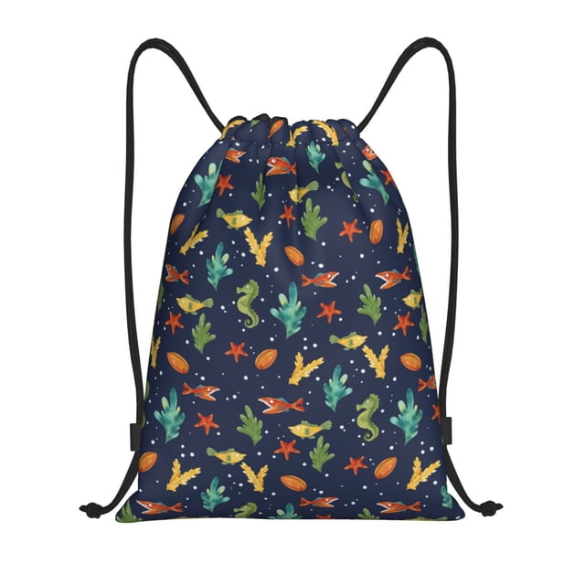 Fotbe Shells and Seaweed Bolsa Mochila con Cordón Estampada, Bolsa de Gimnasio Deportiva, Bolsa Cinch, Bolsa con Cordón para Hombres y Mujeres-Small