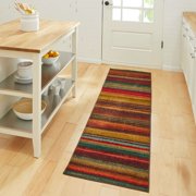 Mohawk Home Boho Stripe Multi Low Pile Non-Slip Stain/Fade Resistant Indoor Area Rug, 2' x 5'