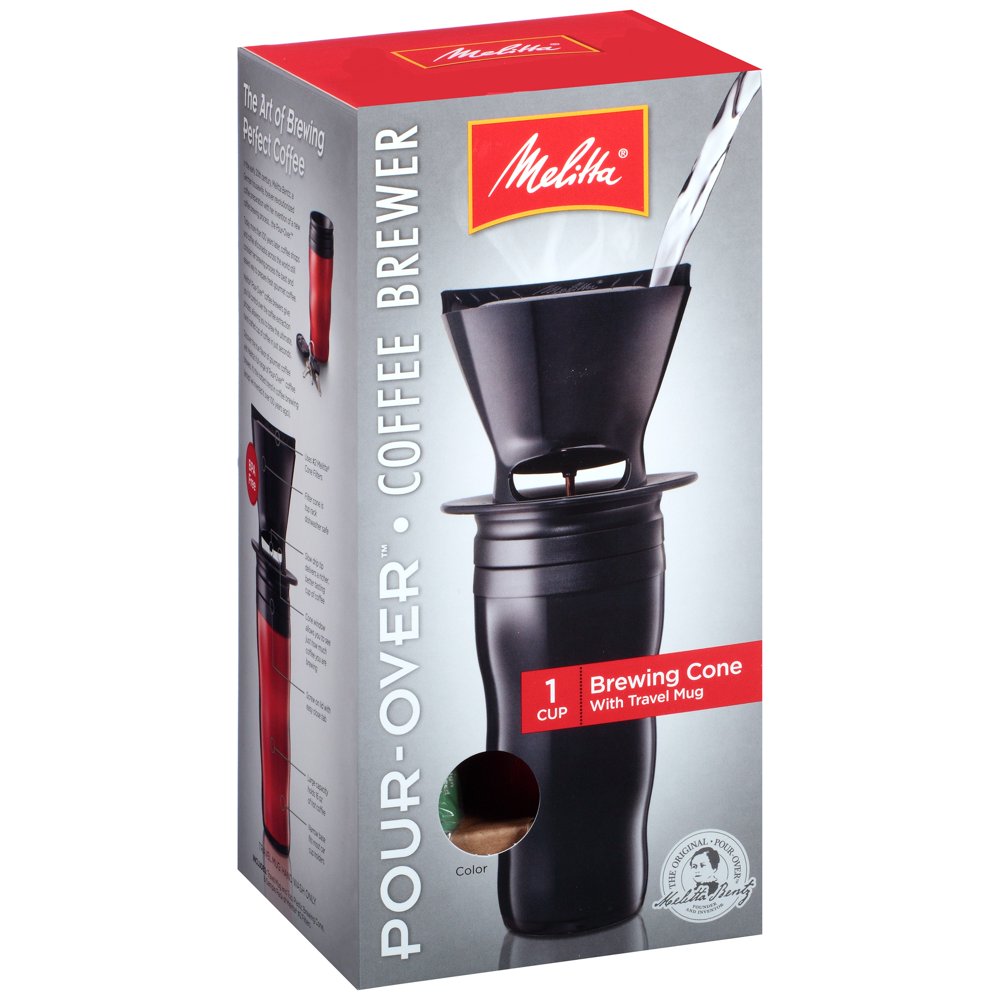 Melitta Pour Over Travel Mug Coffeemaker, Red