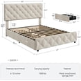 thumbnail image 2 of Luxurious queen size forrado marco de cama con 4 cajones-features adjustable cabecero diamond stitched button tufting y wood slat support no box spring required, 2 of 5